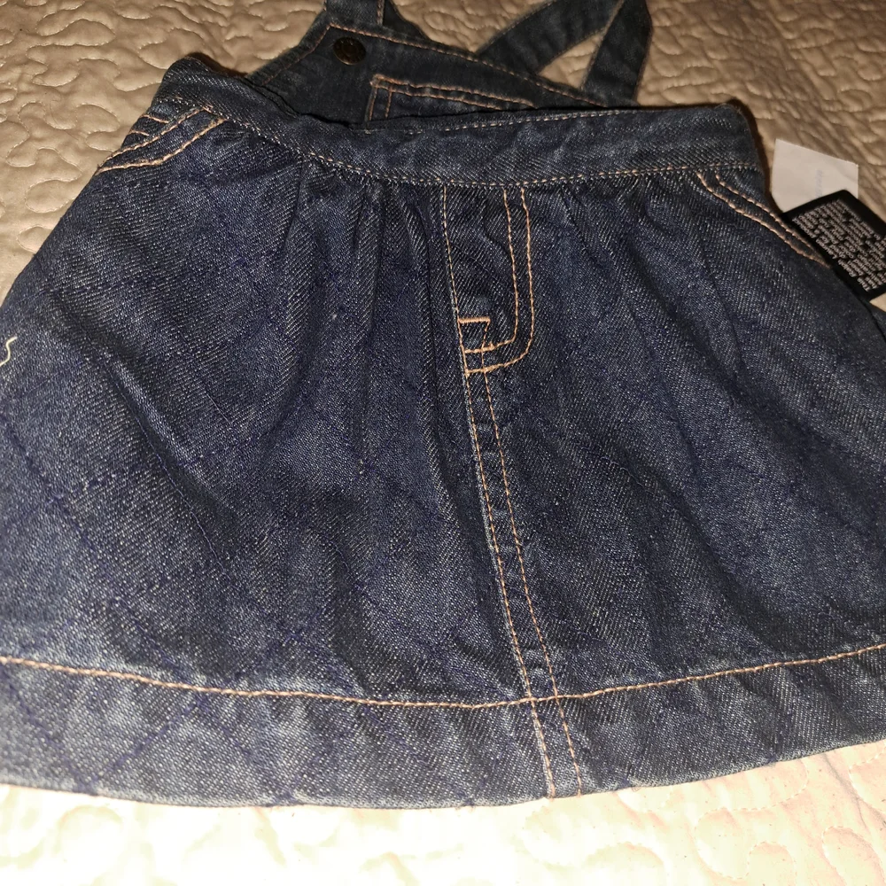Ralph Lauren Infant Girls Denim‎ Jumper Overall Dress Dark Wash Blue NWT 9M
